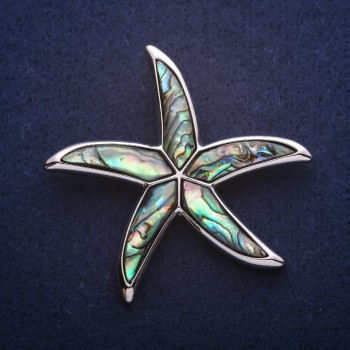 Brooch Pendant Sea Star with Chalcedony 53x53mm