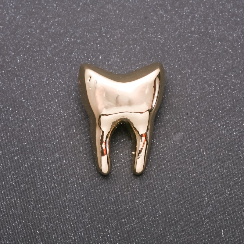 Golden Tooth Brooch, yellow metal 17×23mm