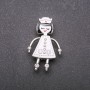Nurse Brooch, white enamel 42×26mm, silver-tone metal