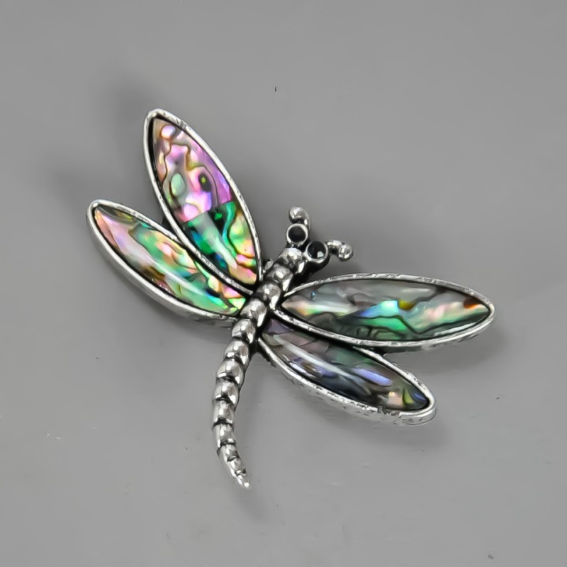 Brooch Pendant Butterfly with Chalcedony 36x54mm