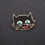 "Cheshire Cat" Brooch, black enamel, silver-tone metal 27×22mm