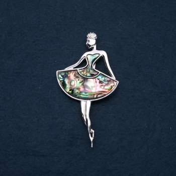 Ballerina Brooch-Pendant with natural Paua Shell 80×45mm