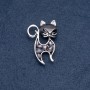 "Kitty" Brooch, black Cat's Eye, silver-tone metal 30×45mm