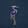 Heron Brooch Pendant with Natural Lapis Lazuli, 80x30mm