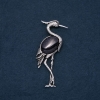 Brooch Pendant Heron with Natural Stone Aventurine Blue Sand Night of Cairo 80×30mm