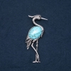Brooch Pendant Heron with Natural Stone Turquoise 80×30mm