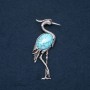 Brooch Pendant Heron with Natural Stone Turquoise 80×30mm