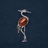Heron Pendant-Brooch with Carnelian 80x30mm
