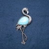Brooch pendant Flamingo with natural stone "Turquoise" (artificial) 85x30mm