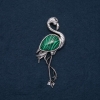 Flamingo Brooch Pendant with Natural Malachite, 85x30mm