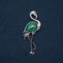 Flamingo Brooch Pendant with Natural Malachite, 85x30mm
