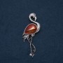 Brooch Pendant Flamingo with Carnelian natural stone 85×30mm