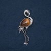 Flamingo Brooch Pendant with Natural Tiger's Eye Stone 85x30mm