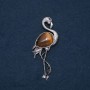 Flamingo Brooch Pendant with Natural Tiger's Eye Stone 85x30mm