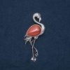 Flamingo Brooch Pendant with Natural Aventurine Stone "Golden Sand" 85x30mm