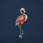 Flamingo Brooch Pendant with Natural Aventurine Stone "Golden Sand" 85x30mm
