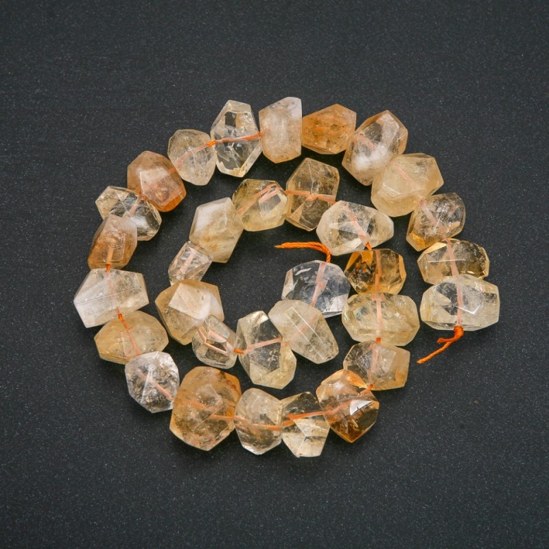 Citrine faceted glass beads on a thread 16-20×11-15 mm + -, length 40 cm +
