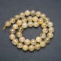 Beads on a Thread Natural Stone Rutilated Quartz "Hair" Smooth Round, diameter 10mm +/-, length 39cm+