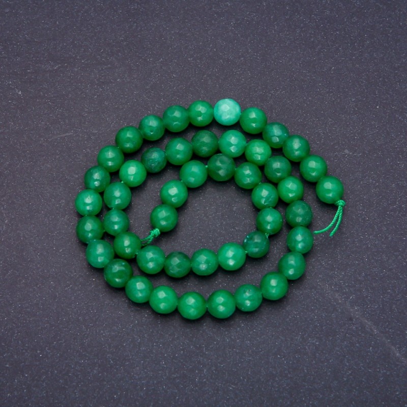 Chrysoprase (imit.) Beads on Thread, faceted round, diameter 7.5mm, length 36cm+