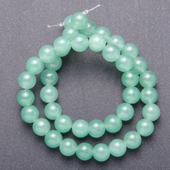 Natural nephrite beads Smooth round bead 10 mm diameter (+/-), thread length 38 cm