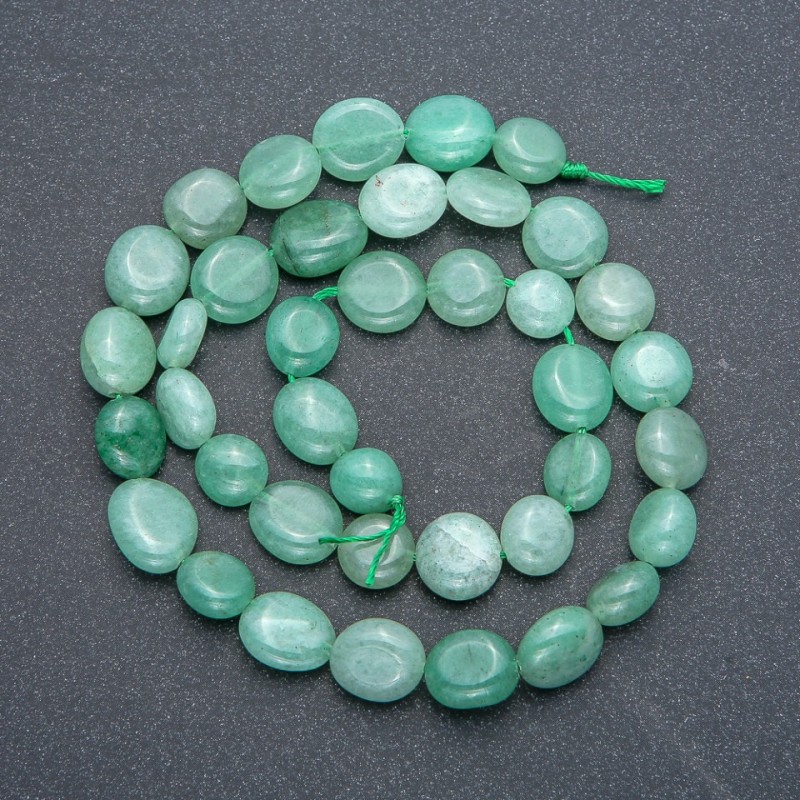 Nephrite Beads on Thread - Round Faceted Beads, 10x9mm, 39cm Length +
