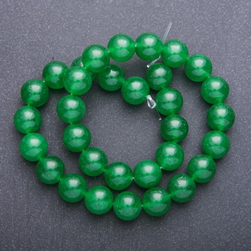Beads Natural Chrysoprase Smooth Round, diameter 12+-mm on string, length 38+-cm