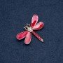Brooch "Dragonfly" Red Wings 35x45mm Insect Series Metal Colour