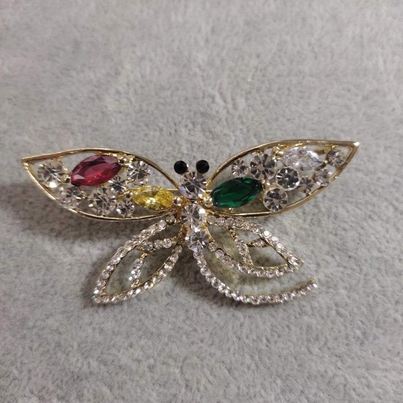 Brooch "Butterfly" 60x30mm golden-coloured metal