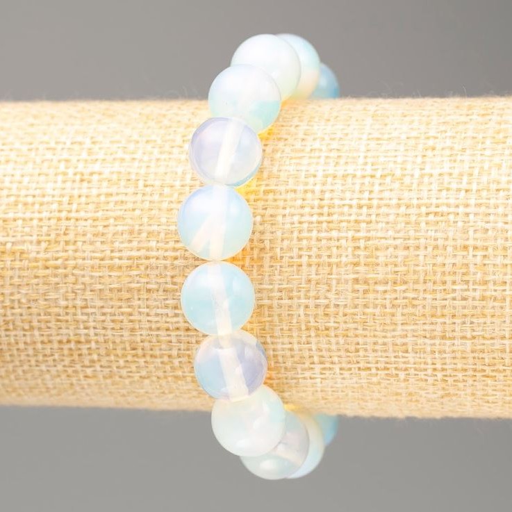 Moonstone Bracelet with Smooth Beads, 12 mm diameter