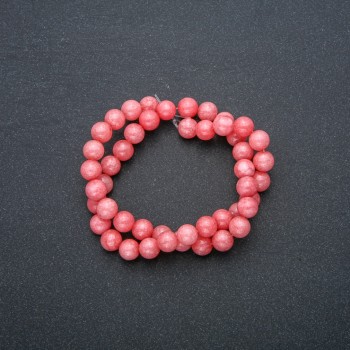 Natural tourmaline beads on thread, smooth round beads 8mm diameter, length 38cm +