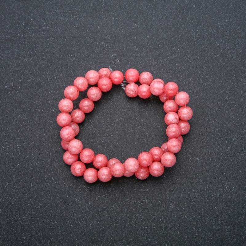 Natural tourmaline beads on thread, smooth round beads 8mm diameter, length 38cm +