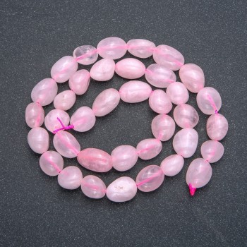 Beads on a Thread of Natural Stone Pink Quartz Round Faceted Beads, 9×12mm, 40cm Length +