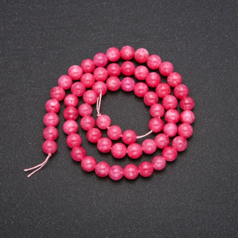Turmaline Beads, synthetic, smooth round beads on thread, 6mm diameter, 38cm length (+/-)