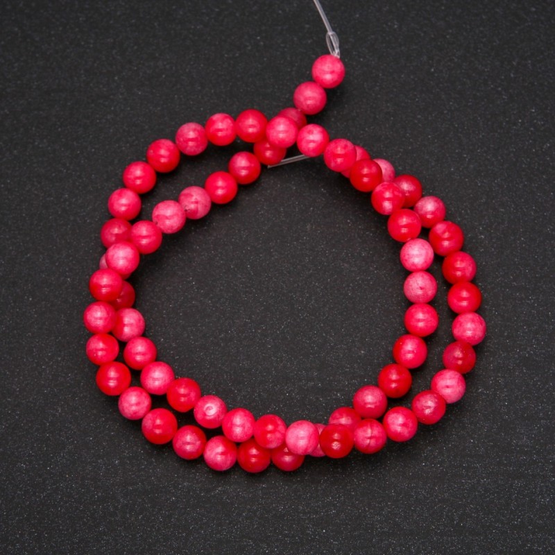 Beads on thread Rhodonite artificial smooth sphere, diameter 6 (+ -) mm, thread length 38 cm