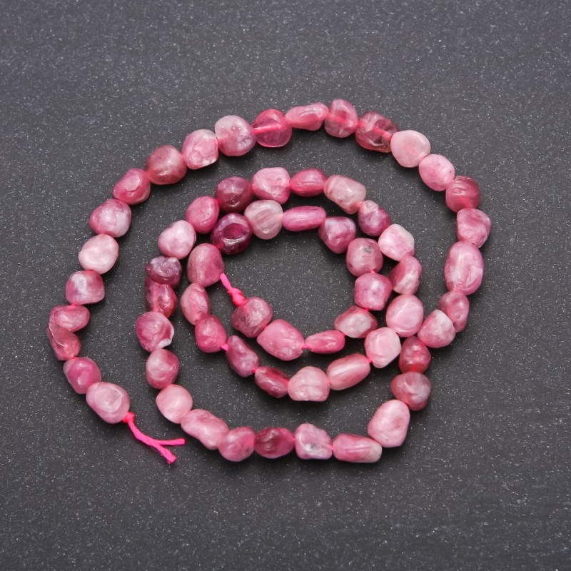 Tourmaline Beads on Thread, Diamond-cut, diameter 6 (+/-) mm, length 38 cm