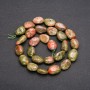 Heliotrope Beads on Thread, Faceted Oval Beads 10×14 mm, length 38 cm