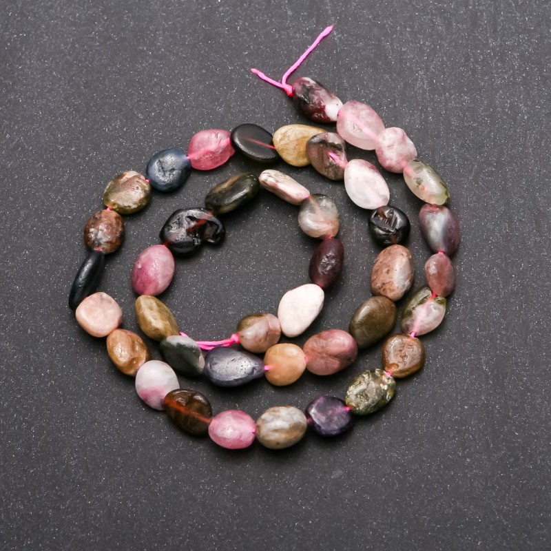 Tourmaline Beads on Thread - Faceted, 8x10 mm, length 38 cm