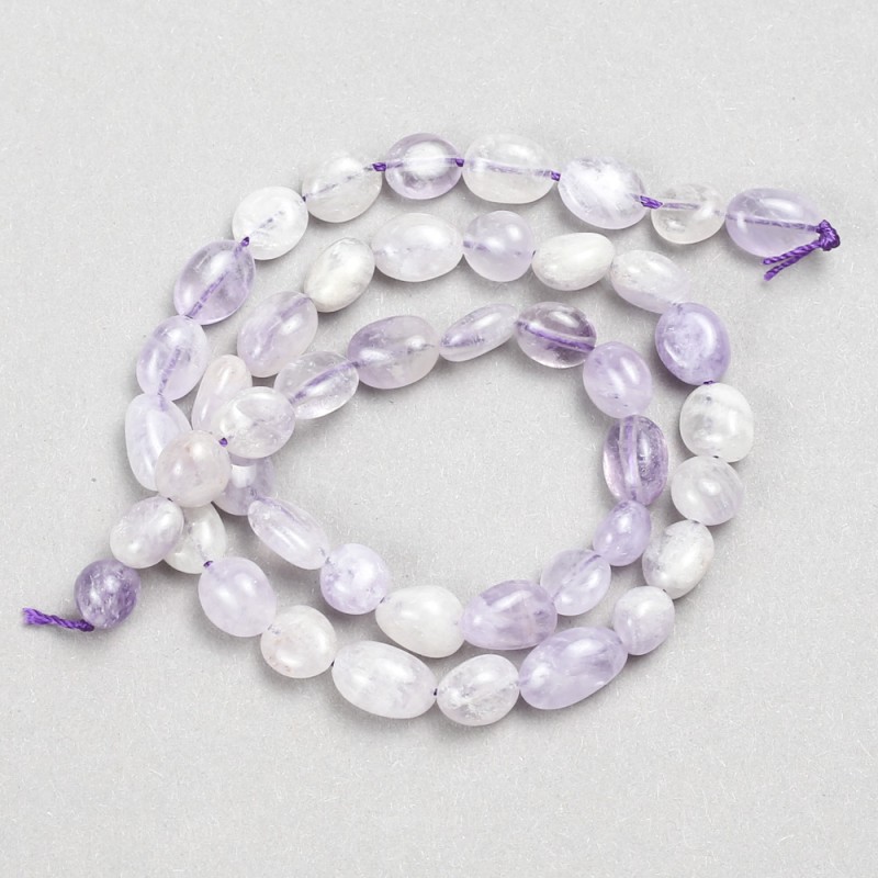 Amethyst Beads Tumbled, natural stone, 8x10mm diameter + -, length 39cm +