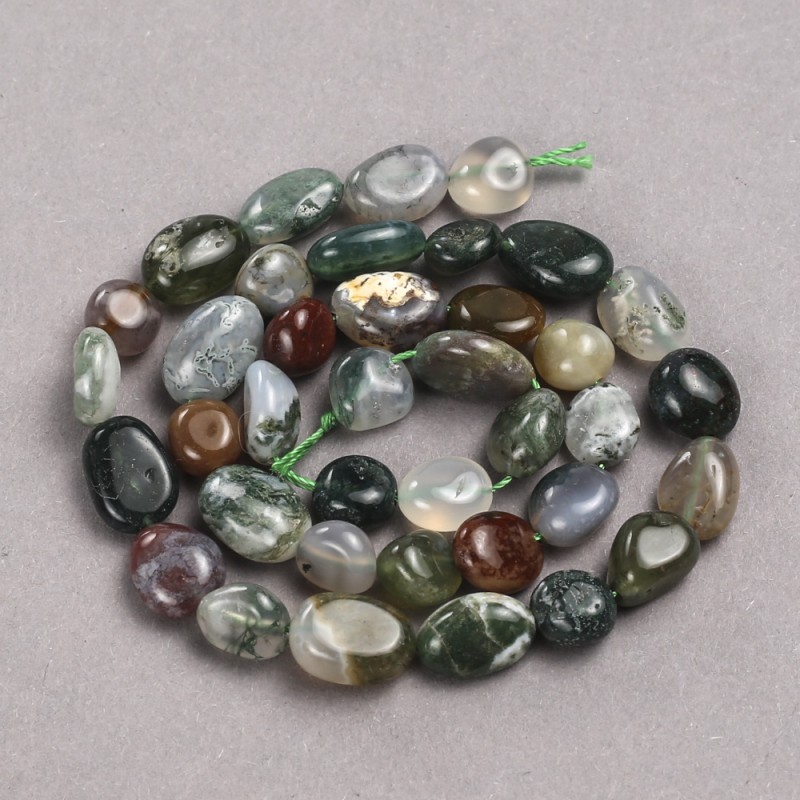 Jasper Beads on Thread - Multicolour Faceted Natural Stone Beads, 8x10mm, 40cm length