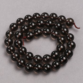 Beads on a thread of natural stone Smoky Topaz smooth sphere, diameter 10mm +/-, length 39cm +/-