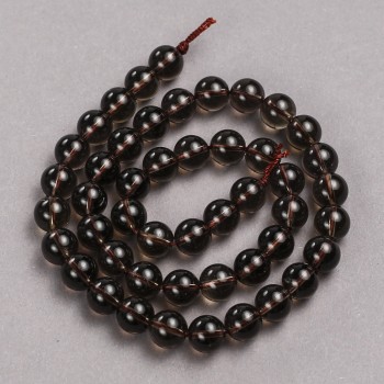 Smoky Quartz Beads (single) smooth round bead, 8mm diameter + -, thread length 38cm +