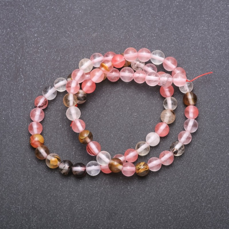 Natural Chalcedony Beads assortment on a thread, round 6 mm (+/-), length 37 cm