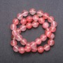 Natural Stone Chalcedony Pink Beads on Thread, Round, 10 mm ±, Length 36 cm