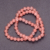 Pink chalcedony beads on thread, smooth round bead, diameter 4mm, length 38cm