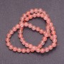 Pink chalcedony beads on thread, smooth round bead, diameter 4mm, length 38cm