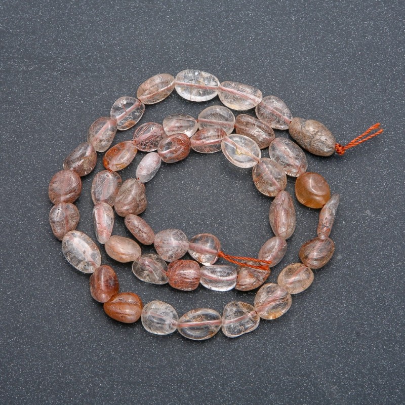 Rutilated Quartz Faceted Beads on Thread, 7x10mm, 40cm length +