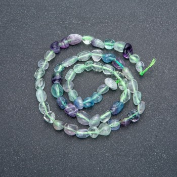 Fluorite Beads on a Thread, Tumbled Beads, 8x6mm, 39cm length +