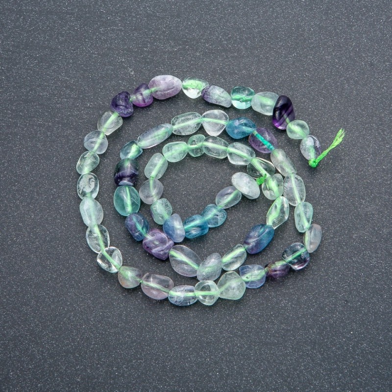 Fluorite Beads on a Thread, Tumbled Beads, 8x6mm, 39cm length +