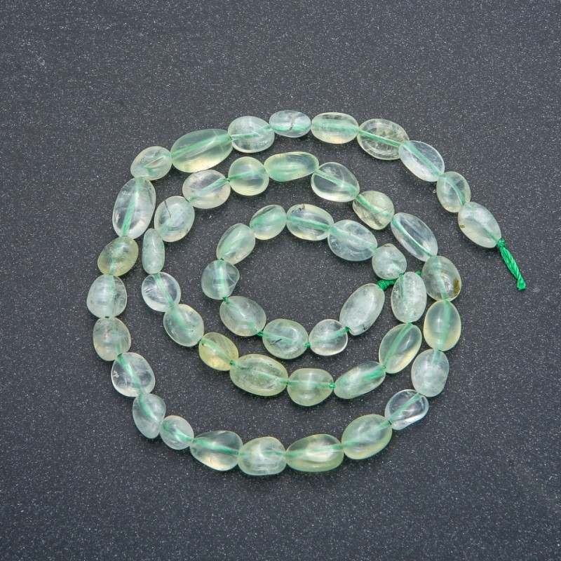 Prehnite Beads on a Thread, Pebble Beads, 8x6mm, 40cm Length +