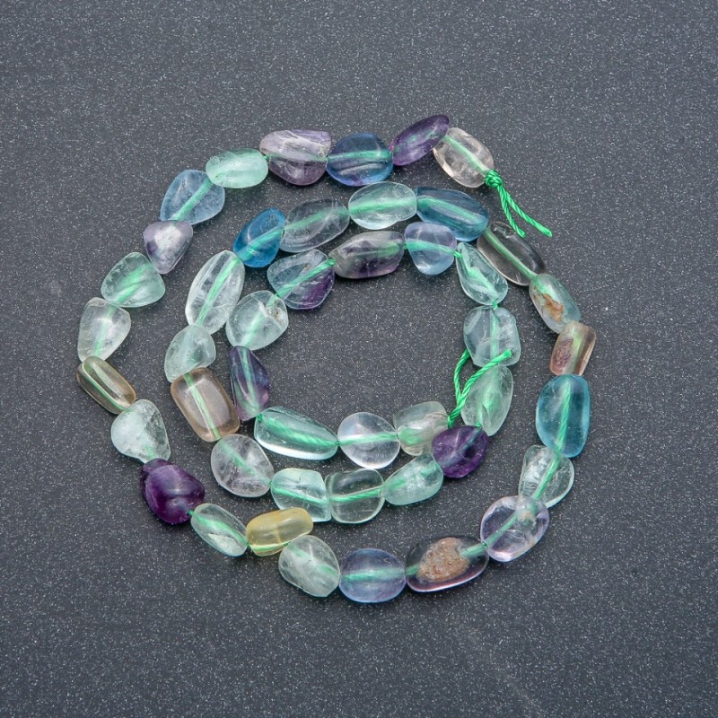 Fluorite Beads on Thread, Faceted, 7x9mm, Thread Length 39cm +
